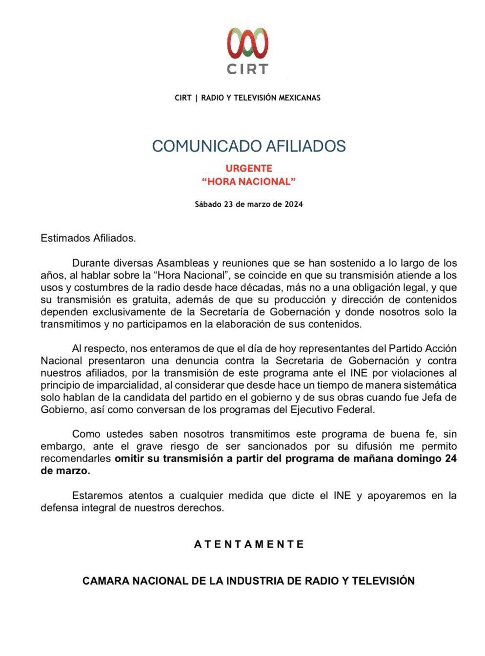“Estaremos atentos a cualquier medida que dicte el INE y apoyaremos en la defensa integral de nuestros derechos”, finaliza el documento. 434136767_929412282518070_1308413251868598971_n