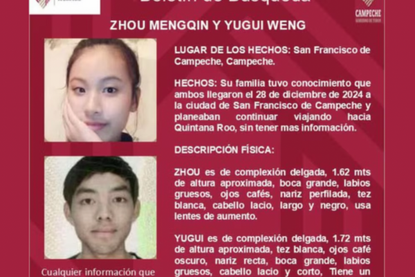 Dos turistas chinos desaparecen en Campeche; incertidumbre sobre su paradero en México Imagen página web