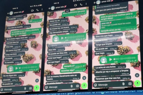 Captura de pantalla de los mensajes entre la pareja planeando abandonar a su bebé en Tultitlán.
