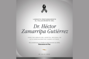 Américo Villarreal lamentó el fallecimiento del Dr. Héctor Zamarripa Gutiérrez y expresó sus condolencias