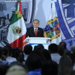 Américo Villarreal durante un acto público de rendición de cuentas en Tamaulipas