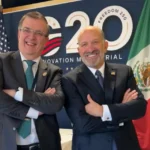 Marcelo Ebrard y Howard Lutnick durante una reunión en el marco del G20