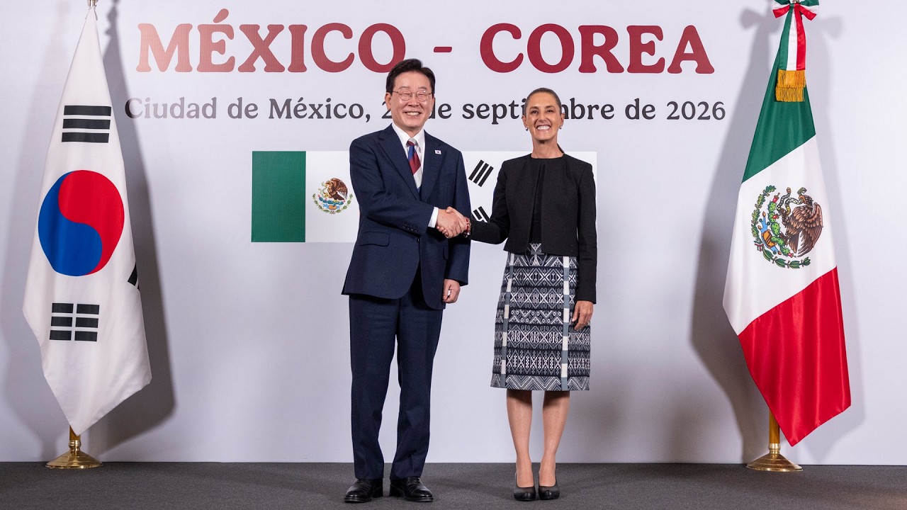 Claudia Sheinbaum y Lee Jae-myung durante el encuentro México-Corea en Palacio Nacional