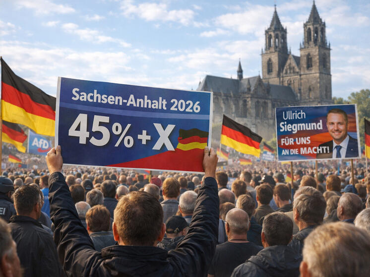 Simpatizantes de AfD durante un acto de campaña en Sajonia-Anhalt, Alemania