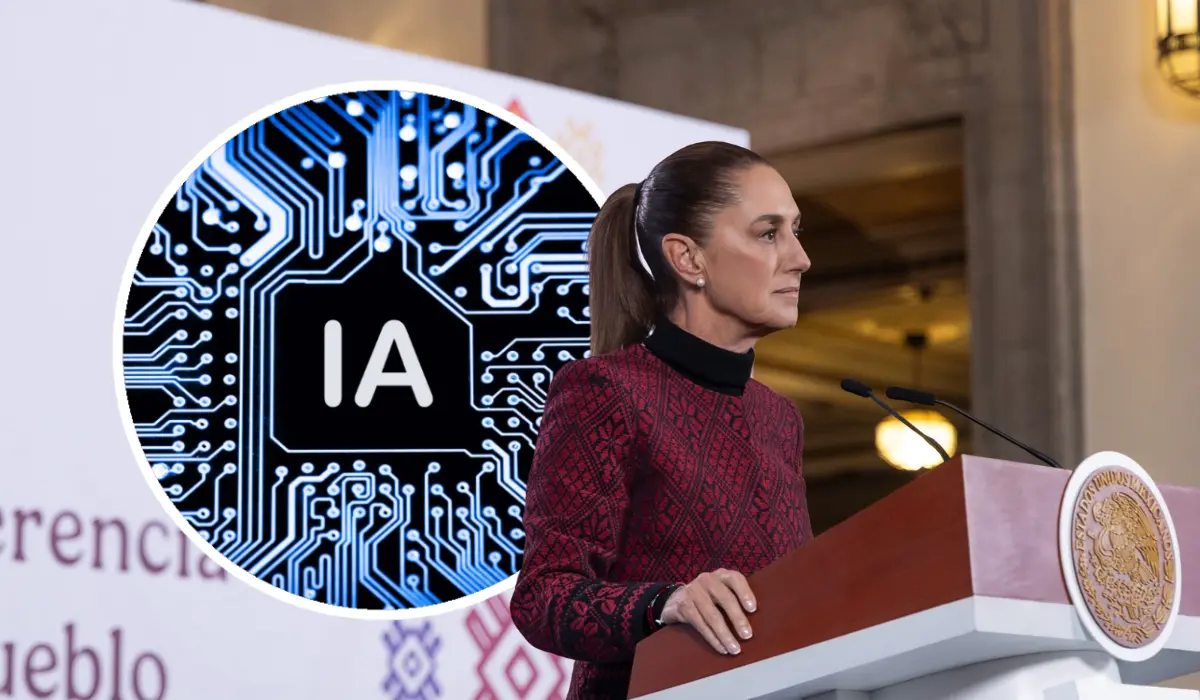 Claudia Sheinbaum durante una conferencia sobre inteligencia artificial