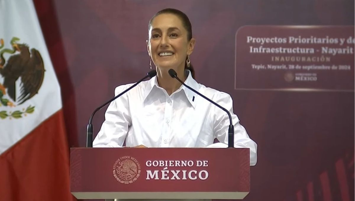 Claudia Sheinbaum habla ante asistentes durante un acto público en México