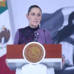 Claudia Sheinbaum durante una conferencia en Palacio Nacional