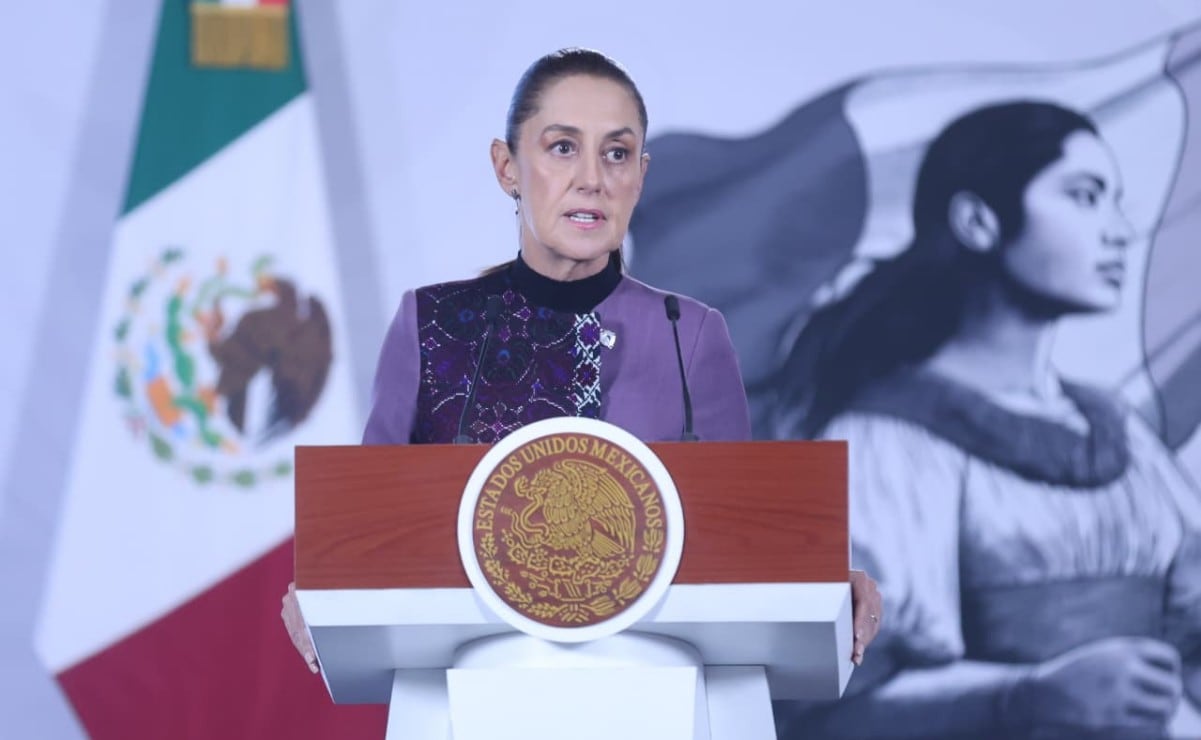 Claudia Sheinbaum durante una conferencia en Palacio Nacional