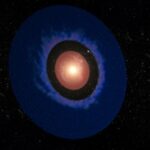 Concepto artístico de Elias 2-24 b, el planeta más joven conocido, dentro de su disco de gas y polvo