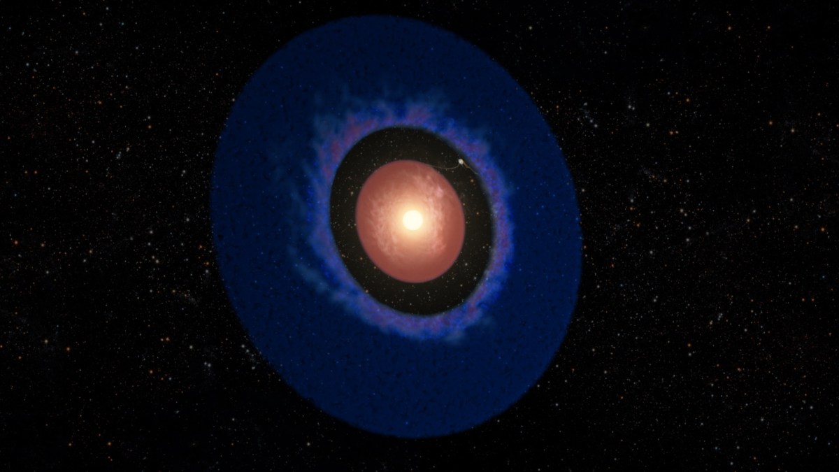 Concepto artístico de Elias 2-24 b, el planeta más joven conocido, dentro de su disco de gas y polvo