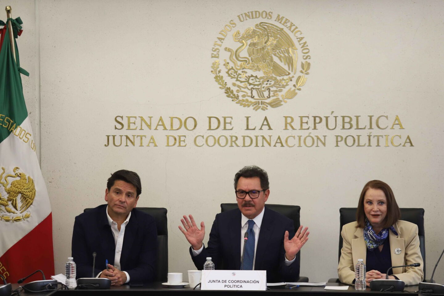 Ignacio Mier durante una conferencia de la Junta de Coordinación Política del Senado