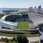 Vista aérea horizontal del Soldier Field de Chicago