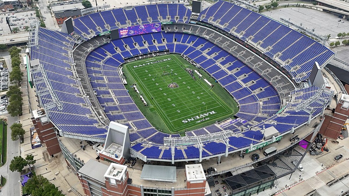 Vista aérea del M&T Bank Stadium de Baltimore, sede del debut de Rafael Márquez ante Colombia