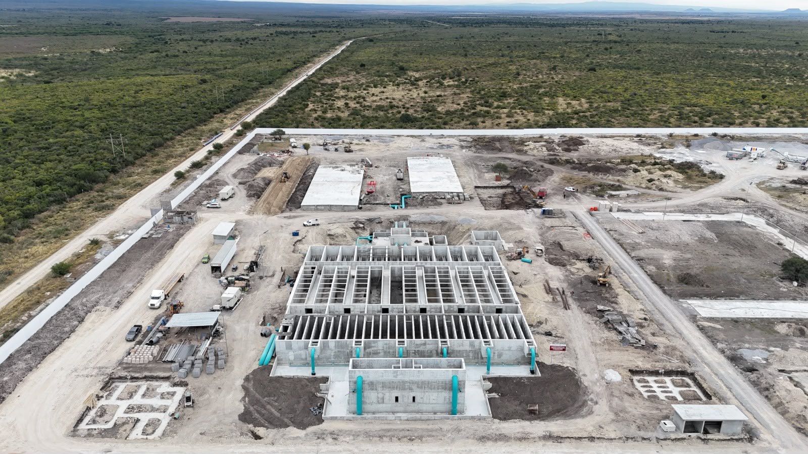Vista aérea de infraestructura en construcción en Tamaulipas