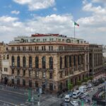 Vista aérea del edificio del Banco de México en el Centro Histórico de Ciudad de México