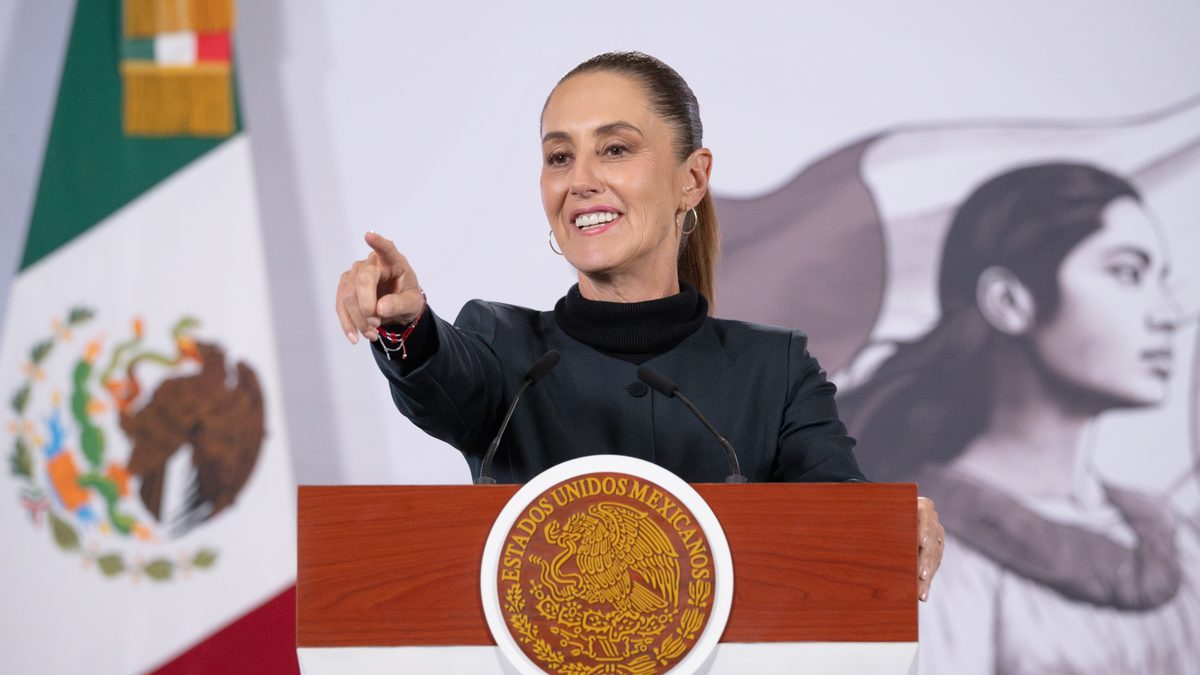Claudia Sheinbaum durante una conferencia de prensa en Palacio Nacional