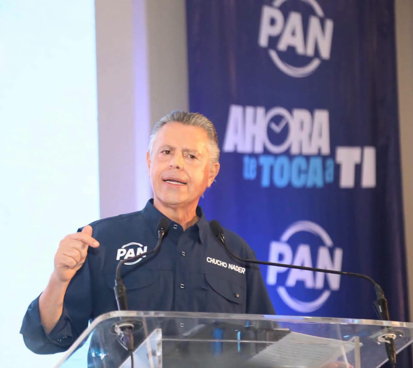 Jesús Chucho Nader durante un discurso en un acto del PAN