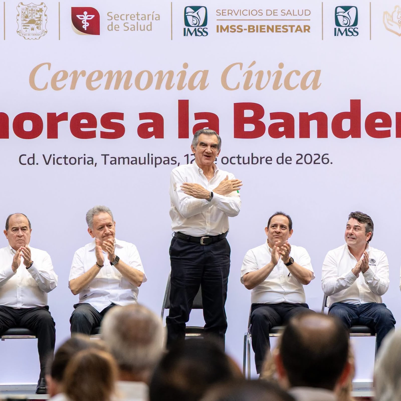 Américo Villarreal durante la ceremonia de inicio de la campaña de vacunación