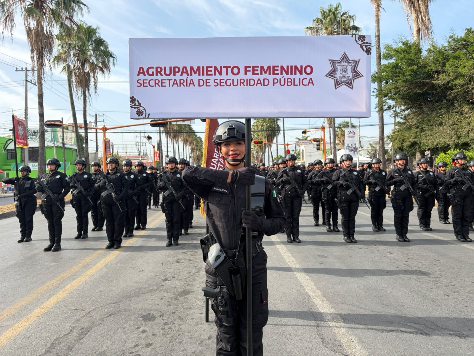 Integrantes del Agrupamiento Femenino de la Secretaría de Seguridad Pública de Tamaulipas