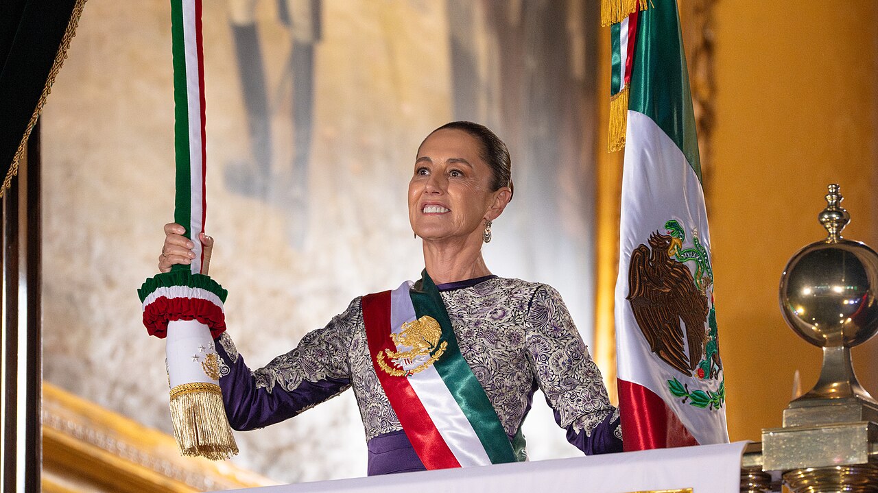 Claudia Sheinbaum en Palacio Nacional durante una ceremonia pública