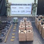 Drones, baterías y equipo táctico asegurados por el Ejército en El Rosario, Sinaloa