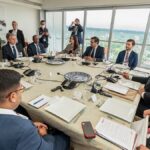 Marcelo Ebrard durante una reunión económica bilateral con funcionarios de Estados Unidos
