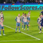 Erling Haaland junto a jugadores del Manchester City y PSG durante un partido