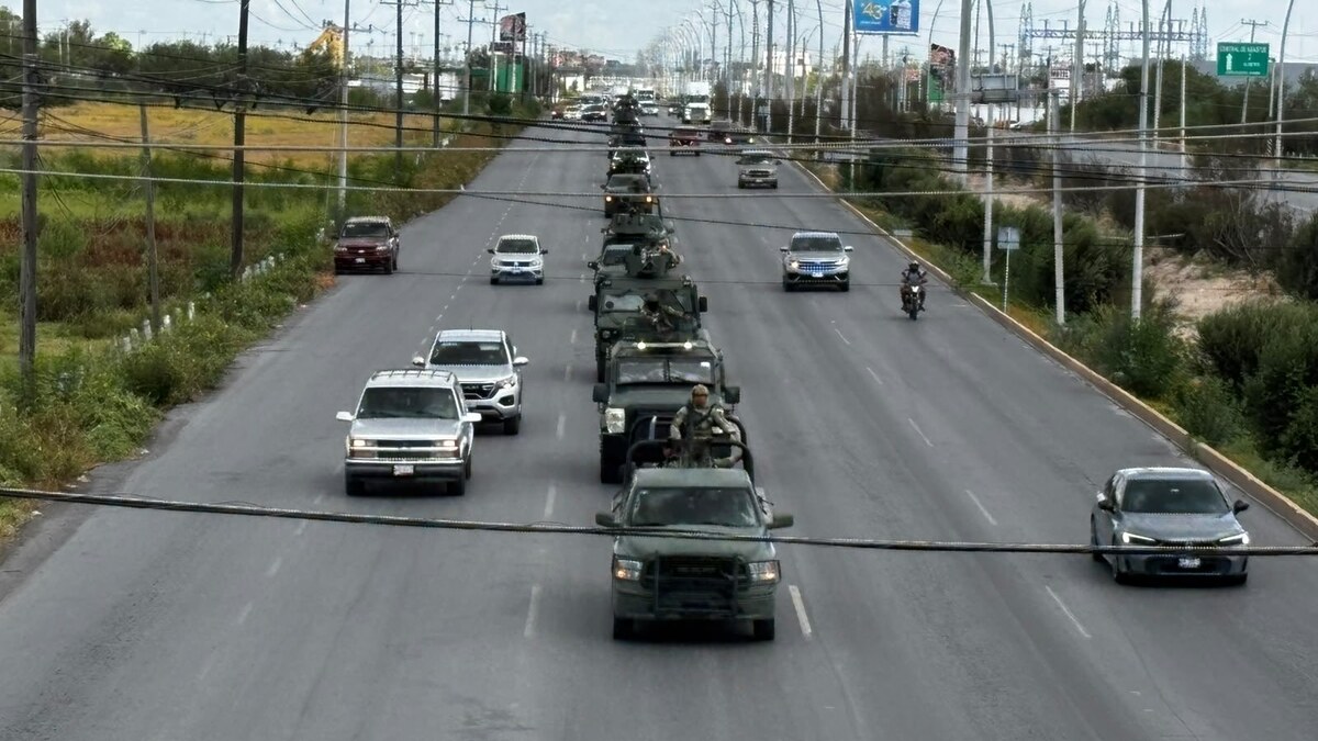 Convoy de vehículos militares en Matamoros, difundido por la Vocería de Seguridad de Tamaulipas en octubre de 2026