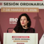Luisa María Alcalde durante una sesión del Consejo Nacional de Morena rumbo a las elecciones de 2027