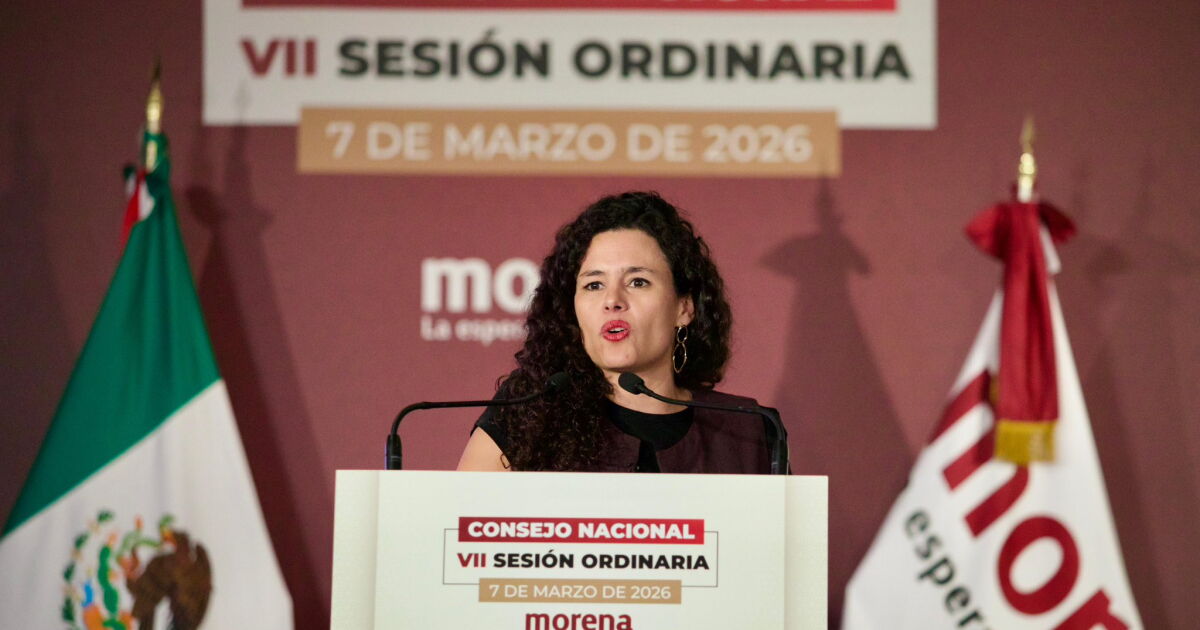 Luisa María Alcalde durante una sesión del Consejo Nacional de Morena rumbo a las elecciones de 2027