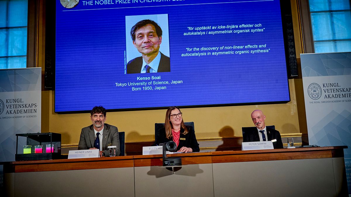 Anuncio del Nobel de Química 2026 con Kenso Soai en Estocolmo