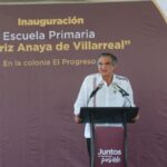 Américo Villarreal durante la inauguración de una nueva primaria en Nuevo Laredo