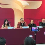 Tamaulipas proyecta pensiones estatales hasta 2051 Américo Villarreal y dirigentes sindicales durante la presentación de la reforma del IPSSET en Tamaulipas