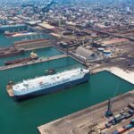 Vista aérea del Puerto de Veracruz con terminales de carga y zona urbana
