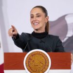 Claudia Sheinbaum durante una conferencia matutina en Palacio Nacional